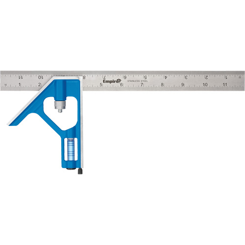 True Blue&reg; Combination Square, 12" L, 1/16" Graduations, Steel, Plain Pathway Supply LP