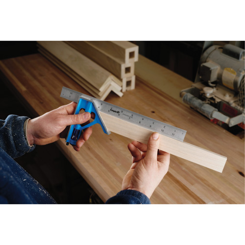 True Blue&reg; Combination Square, 12" L, 1/16" Graduations, Steel, Plain Pathway Supply LP