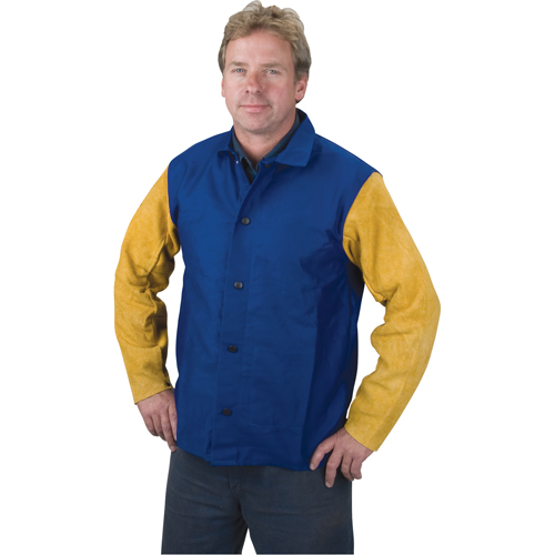 Vestes de soudeur Yellow Jacket, Coton/Cuir, 5T-Grand, Bleu/Jaune Pathway Supply LP
