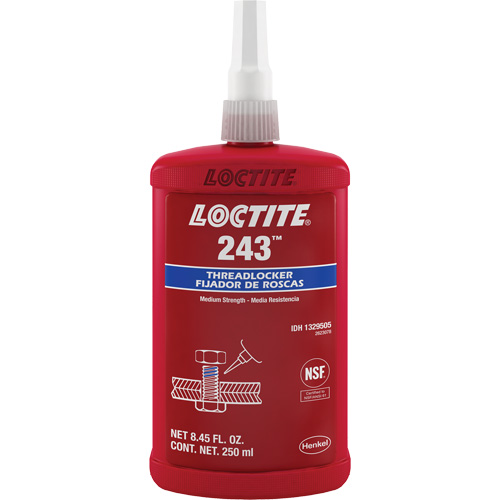 Compos&eacute; de blocage 243 tol&eacute;rant &agrave; l'huile, Bleu, Moyen, 250 ml, Bouteille Pathway Supply LP