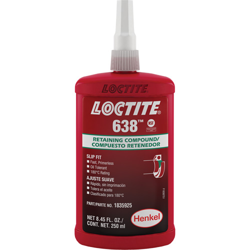 Compos&eacute; de retenue Loctite 638, 250 ml, Bouteille, Vert Pathway Supply LP