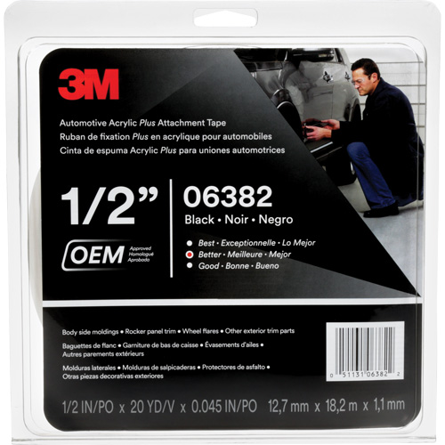 Ruban en acrylique de 3M pour l'automobile, 18 m (60') lo x 12,7 mm (1/2") la, 45 mils, Acrylique Pathway Supply LP