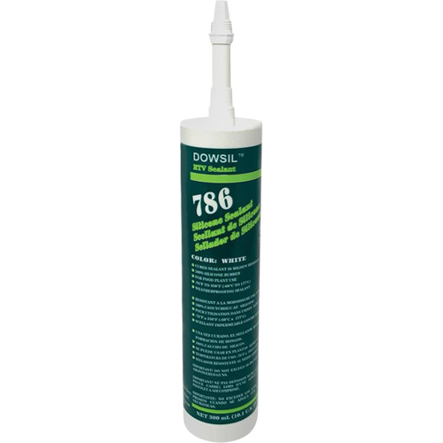 Agent d'&eacute;tanch&eacute;it&eacute; &agrave; base de silicone Dowsil 786, 300 ml, Cartouche, Blanc Pathway Supply LP