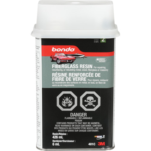 R&eacute;sine de fibre de verre Bondo, Deux composants, 15 oz, Bidon rectangulaire Pathway Supply LP