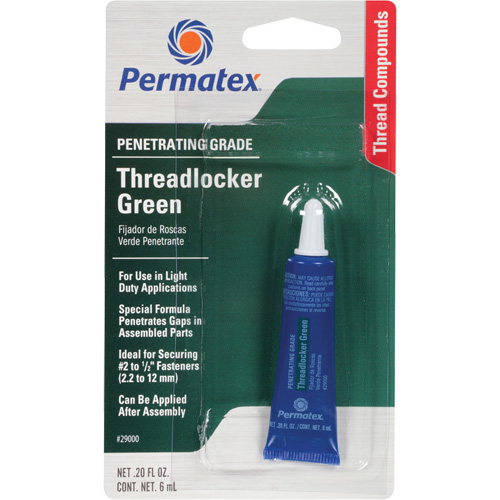 Penetrating Grade Threadlocker, Green, Medium, 6 ml, Tube Pathway Supply LP