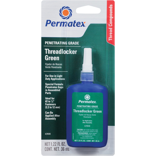 Penetrating Grade Threadlocker, Green, Low, 36 ml, Bottle Pathway Supply LP