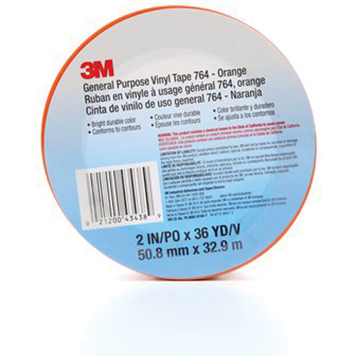 764 General-Purpose Vinyl Tape, 50.8 mm (2") W x 32.9 m (108') L, 5 mils, Orange Pathway Supply LP