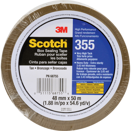 Ruban pour sceller les boîtes Scotch 355, Adh&eacute;sif Thermofusible, 3,15 mils, 48 mm (2") x 50 m (164') Pathway Supply LP