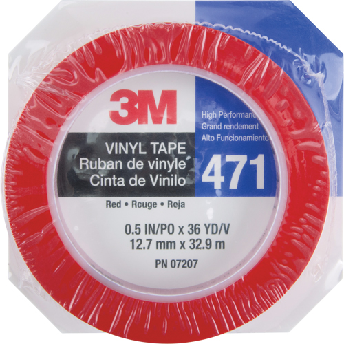 471 Vinyl Tape, 12 mm (1/2") W x 32.9 m (108') L, 5.3 mils, Red Pathway Supply LP