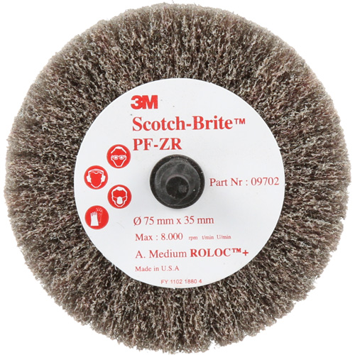 Scotch-Brite Roloc Cut & Polish Disc, Aluminum Oxide, Medium Grit, 3" x 1-3/8" x 1/4" Pathway Supply LP