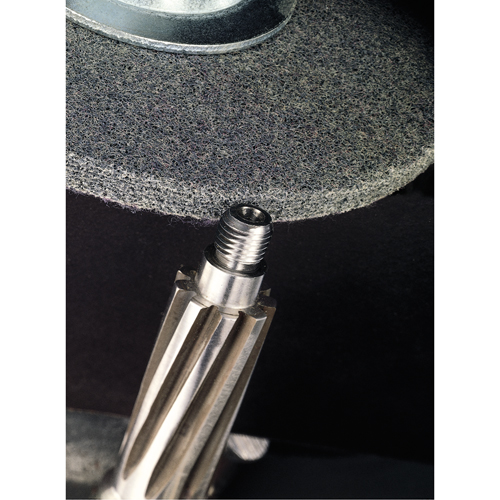 Meules homog&egrave;nes d'&eacute;barbage EXL Scotch-Brite, 1" x 1", Arbre de 3/16", Grain de 2A, Oxyde d'aluminium Pathway Supply LP