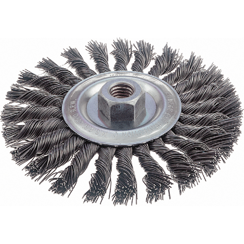 Knot Wire Wheel Brushes - Standard Twist Knot, 6" Dia., 0.023" Fill, 5/8"-11 Arbor, Steel Pathway Supply LP