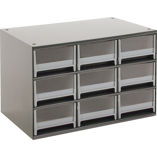 Modular Parts Cabinets, Steel, 9 Drawers, 17" x 10-9/16" x 3-1/16", Grey Pathway Supply LP