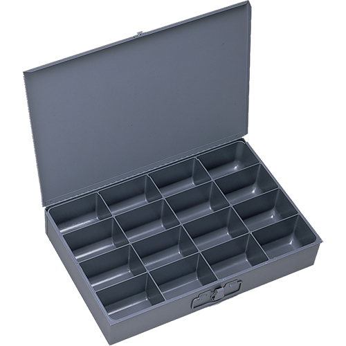 Compartment Scoop Boxes, Steel, 16 Slots, 18" W x 12" D x 3" H, Grey Pathway Supply LP