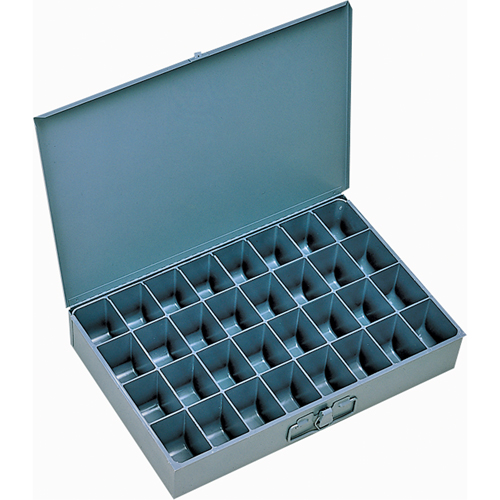 Compartment Scoop Boxes, Steel, 32 Slots, 18" W x 12" D x 3" H, Grey Pathway Supply LP