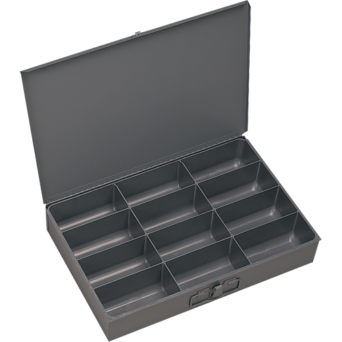 Boîtes &agrave; fond courb&eacute;, Acier, 12 compartiments, 13 3/8" la x 9-1/4" p, 2" h, Gris Pathway Supply LP