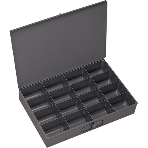 Compartment Scoop Boxes, Steel, 16 Slots, 13-3/8" W x 9-1/4" D x 2" H, Grey Pathway Supply LP