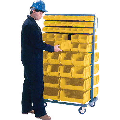 Double-Sided Mobile Bin Rack, Double-sided, 96 bins, 36" W x 24" D x 63" H Pathway Supply LP