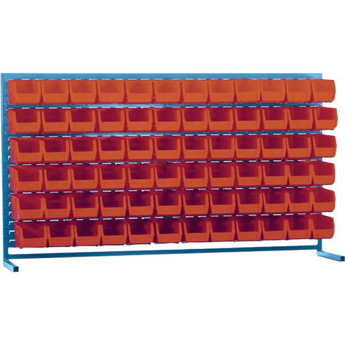 Louvered Rack with Bins, 72 Bins, 72" W x 15" D x 40" H Pathway Supply LP