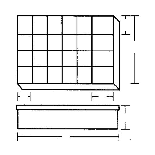 Compartment Case, Plastic, 24 Slots, 18-1/2" W x 13" D x 3" H, Grey Pathway Supply LP