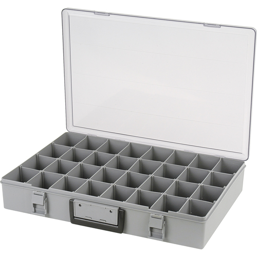 Compartment Case, Plastic, 32 Slots, 18-1/2" W x 13" D x 3" H, Grey Pathway Supply LP