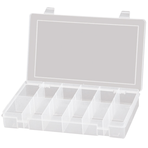Compact Polypropylene Compartment Cases, 11" W x 6-3/4" D x 1-3/4" H, 12 Compartments Pathway Supply LP