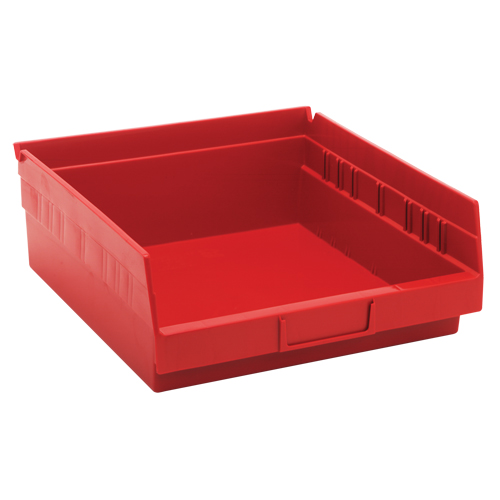 Shelf Bins, 11-1/8" W x 4" H x 11-5/8" D, Red, 30 lbs. Capacity Pathway Supply LP