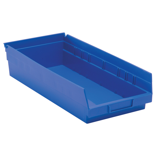 Shelf Bins, 8-3/8" W x 4" H x 17-7/8" D, Blue, 40 lbs. Capacity Pathway Supply LP