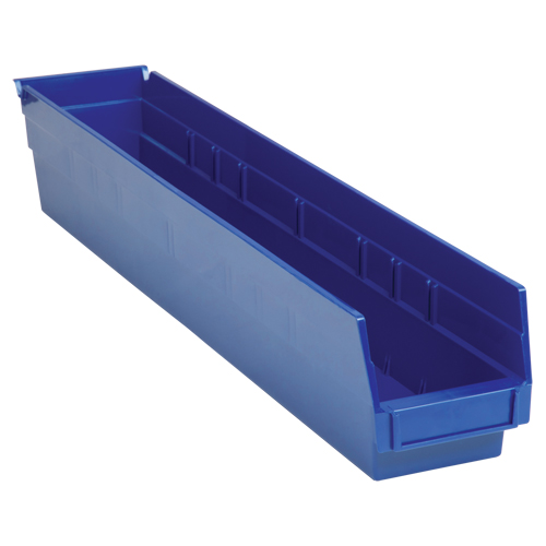 Shelf Bins, 4-1/8" W x 4" H x 23-5/8" D, Blue, 50 lbs. Capacity Pathway Supply LP