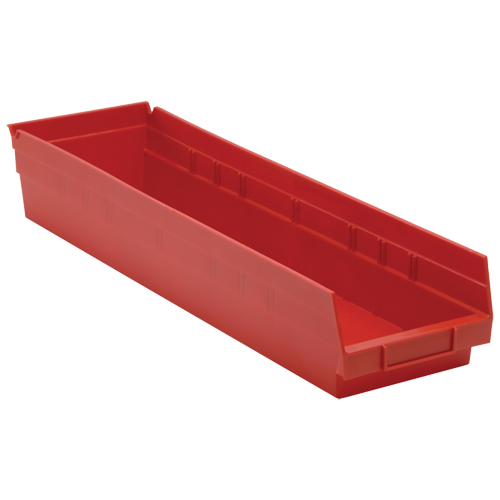 Bacs de rangement pour tablettes, 6-5/8" la x 4" H x 23-5/8" p, Rouge, Capacit&eacute; 50 lb Pathway Supply LP