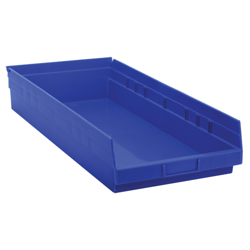 Bacs de rangement pour tablettes, 11-1/8" la x 4" H x 23-5/8" p, Bleu, Capacit&eacute; 50 lb Pathway Supply LP