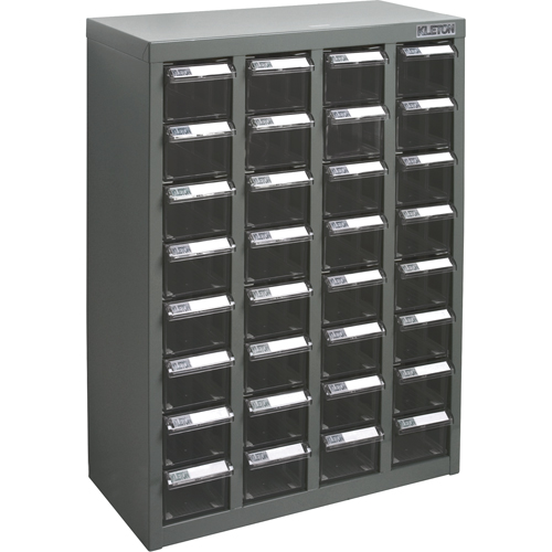 Casiers pour pi&egrave;ces KPC-500, Acier galvanis&eacute;, 32 tiroirs, 18-1/10" x 8-7/10" x 25-3/5", Gris Pathway Supply LP