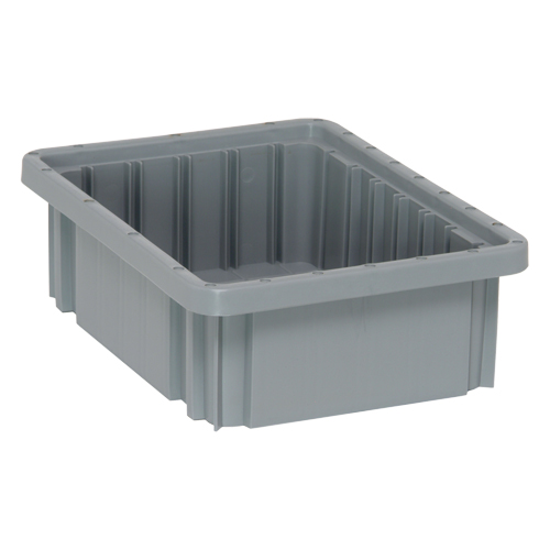 Divider Box&reg; Containers, Plastic, 10.9" W x 8.3" D x 3.5" H, Grey Pathway Supply LP