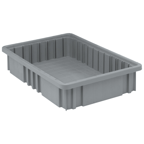 Divider Box&reg; Containers, Plastic, 16.5" W x 10.9" D x 3.5" H, Grey Pathway Supply LP