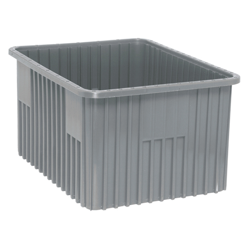 Contenants Divider Box, Plastique, 22,5" la x 17,5" p x 12" h, Gris Pathway Supply LP