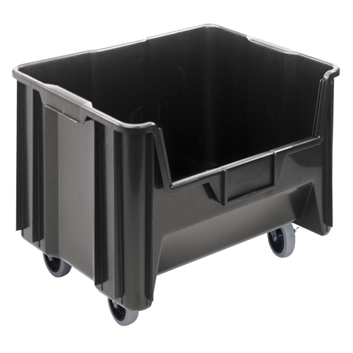 Bac g&eacute;ant mobile empilable, 12-7/16" ha x 19-7/8" la x 15-1/4" p, Capacit&eacute; de 250 lb, Noir Pathway Supply LP