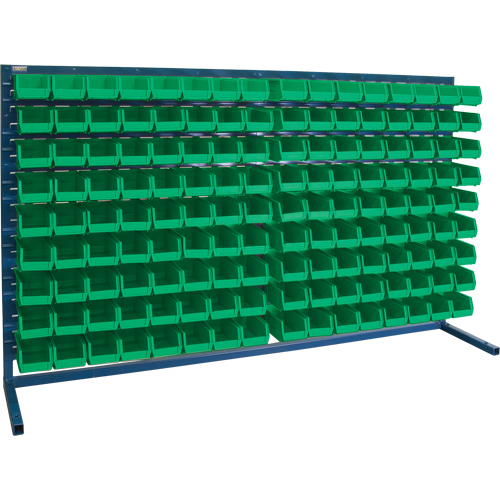 Louvered Rack with Bins, 144 Bins, 72" W x 15" D x 40" H Pathway Supply LP