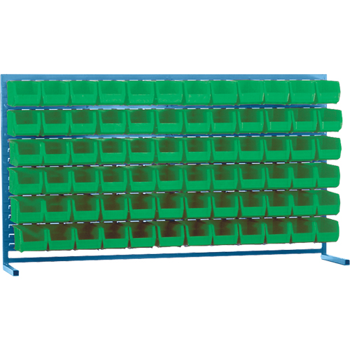 Louvered Rack with Bins, 72 Bins, 72" W x 15" D x 40" H Pathway Supply LP