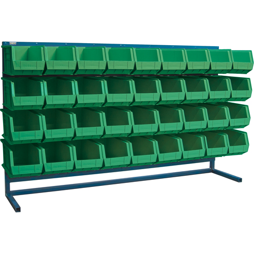Louvered Rack with Bins, 36 Bins, 72" W x 15" D x 40" H Pathway Supply LP
