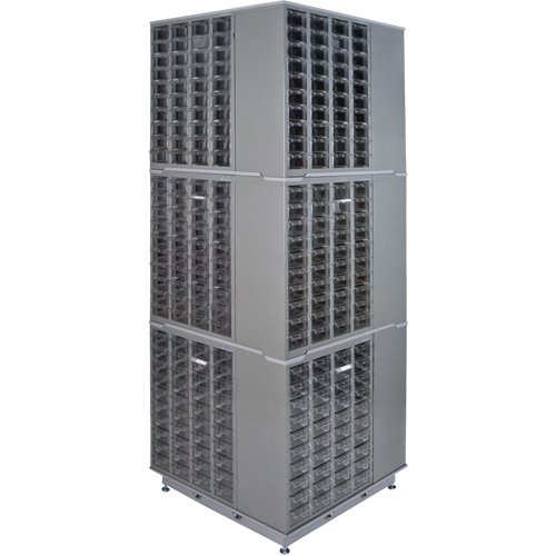 Heavy-Duty Industrial Carousel Drawer Cabinet, Steel, 480 Drawers, 27" W x 27" D x 80" H, Grey Pathway Supply LP