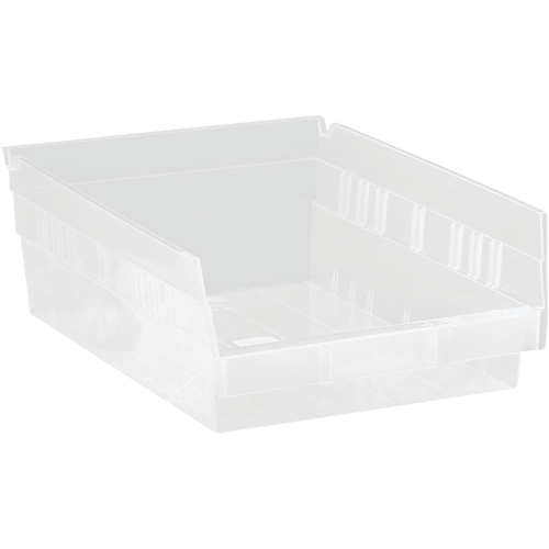 Shelf Bins, 8-3/8" W x 4" H x 11-5/8" D, Clear, 30 lbs. Capacity Pathway Supply LP