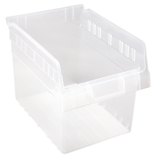 Store-Max Shelf Bins, 8-3/8" W x 8" H x 11-5/8" D, Clear, 44 lbs. Capacity Pathway Supply LP