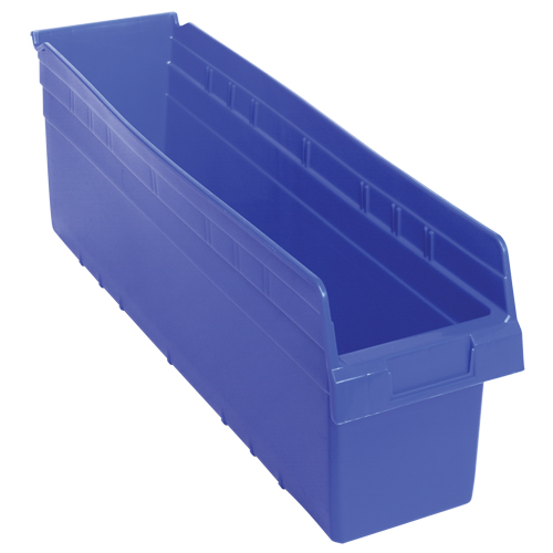 Store-Max Shelf Bins, 6-5/8" W x 8" H x 23-5/8" D, Blue, 68 lbs. Capacity Pathway Supply LP