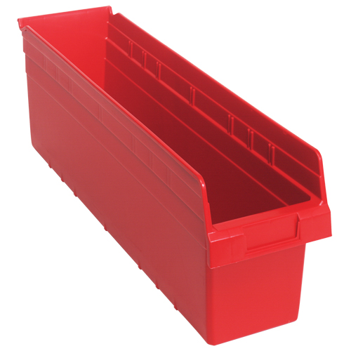 Store-Max Shelf Bins, 6-5/8" W x 8" H x 23-5/8" D, Red, 68 lbs. Capacity Pathway Supply LP