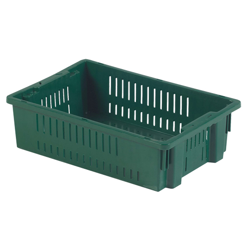 Contenant en plastique empilable Stack-N-Nest pour l'agriculture, 13,1" x 19,7" x 5,6", Vert Pathway Supply LP
