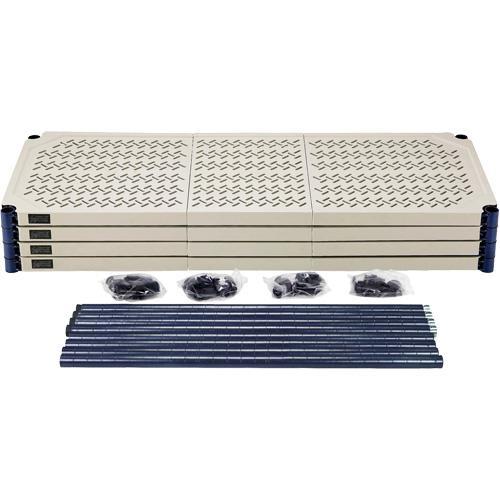 &eacute;tag&egrave;re en fils m&eacute;talliques avec tablettes en plastique, Cadre en fils m&eacute;talliques avec tablettes en plastique, Sans boulons, Capacit&eacute; 600 lb, 48" la x 72" h x 18" p Pathway Supply LP