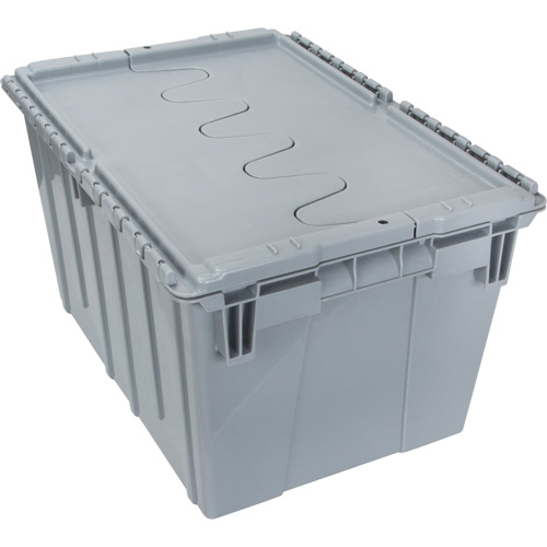 Flip Top Plastic Distribution Container, 21.65" x 15.5" x 12.5", Grey Pathway Supply LP