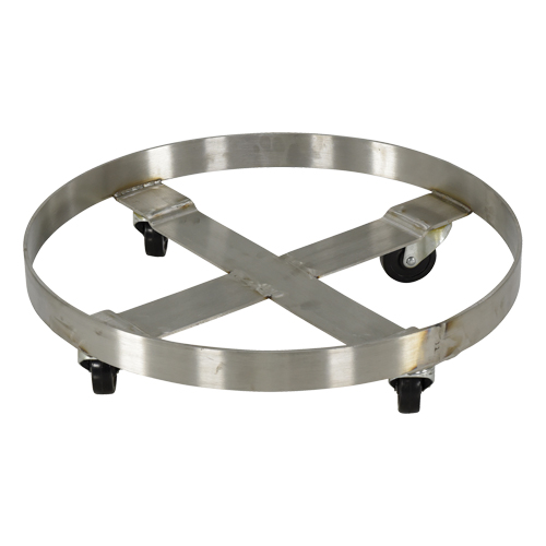 Chariots pour barils, Acier inoxydable, Capacit&eacute;e 800 lb, Diam&egrave;tre 23-1/4", Roue en Caoutchouc Pathway Supply LP