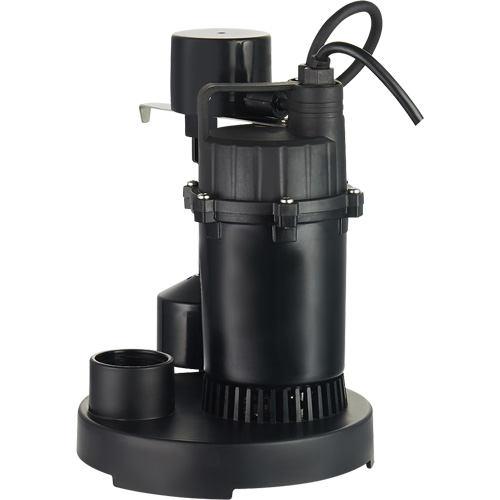 Thermoplastic Submersible Sump Pump, 2560 GPH, 115 V, 4.6 A, 1/3 HP Pathway Supply LP