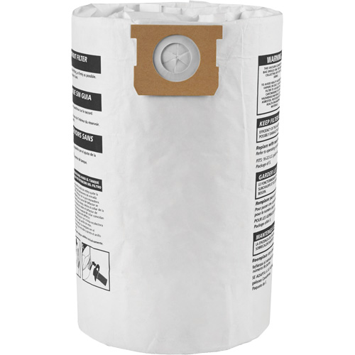 Sacs filtrants pour d&eacute;bris secs jetables de type G, 15 - 22 gal US Pathway Supply LP